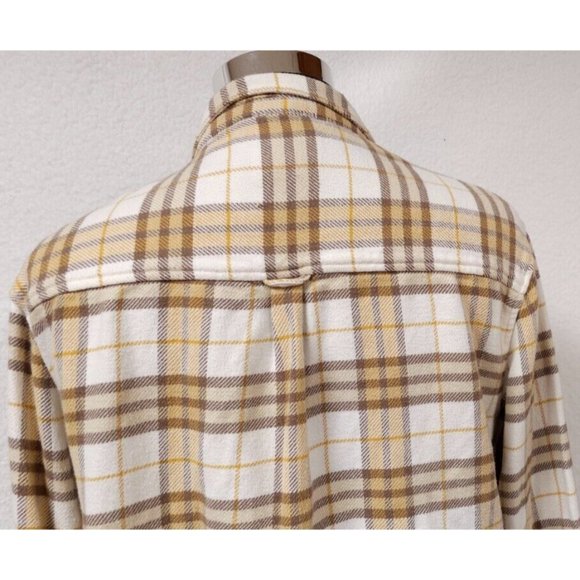 American Eagle Womens Medium Gold Plaid Very Soft Heavyweight Button Up Shirt - Picture 8 of 11